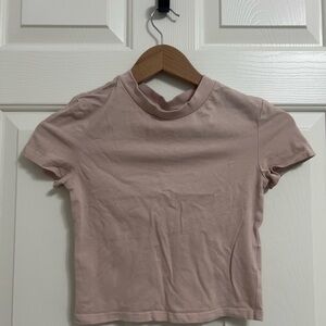 Divided h&m pink cropped basic tee